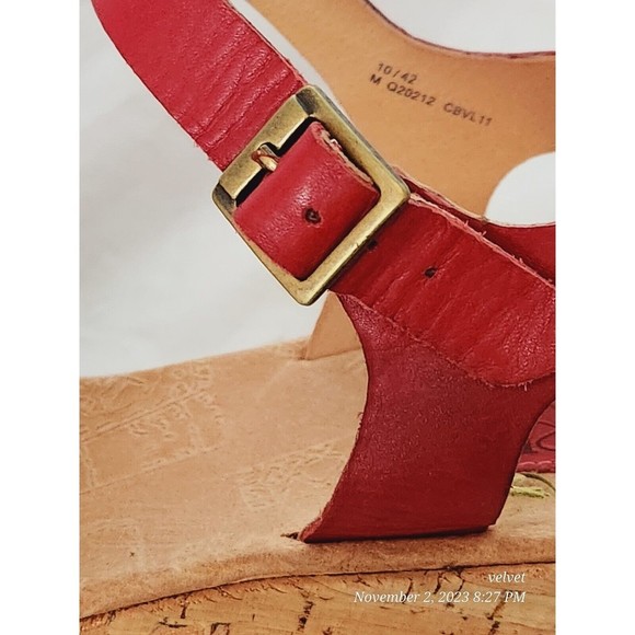 Kork-Ease Q20212 Red Tish Cork Platform Wedge Slingback Leather Sandals Sz 10 - Picture 12 of 14